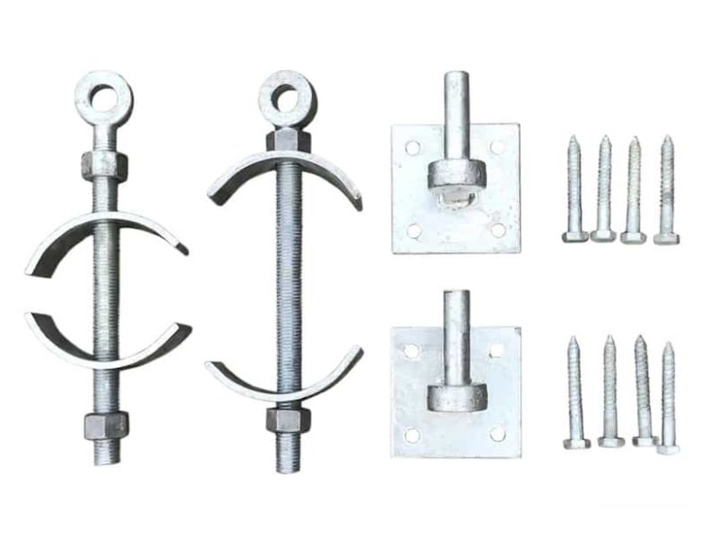 Komplettes Scharnierset für Rundholz
