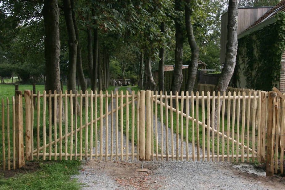 Franse rondhoutpoort dubbel 120 cm hoog
