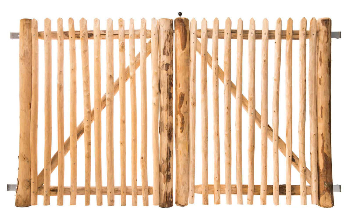Portail français en rondins double battant 120 cm