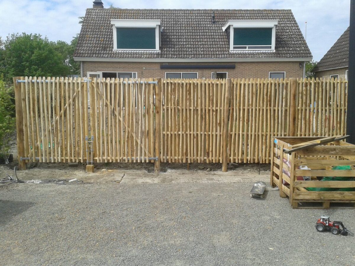 Portail français rondins châtaignier double 200 cm hauteur - Image 4