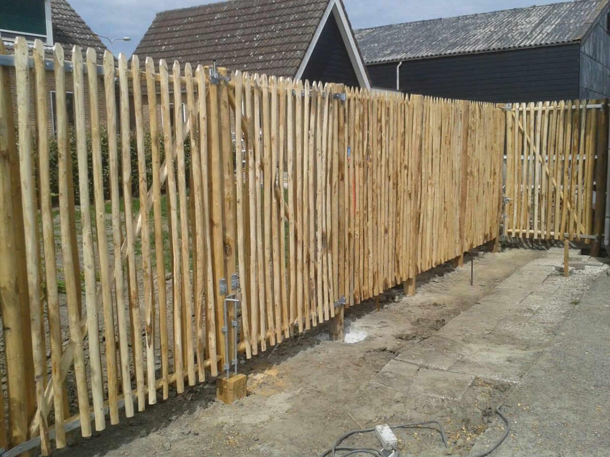 Portail français rondins châtaignier simple 200 cm hauteur - Image 4