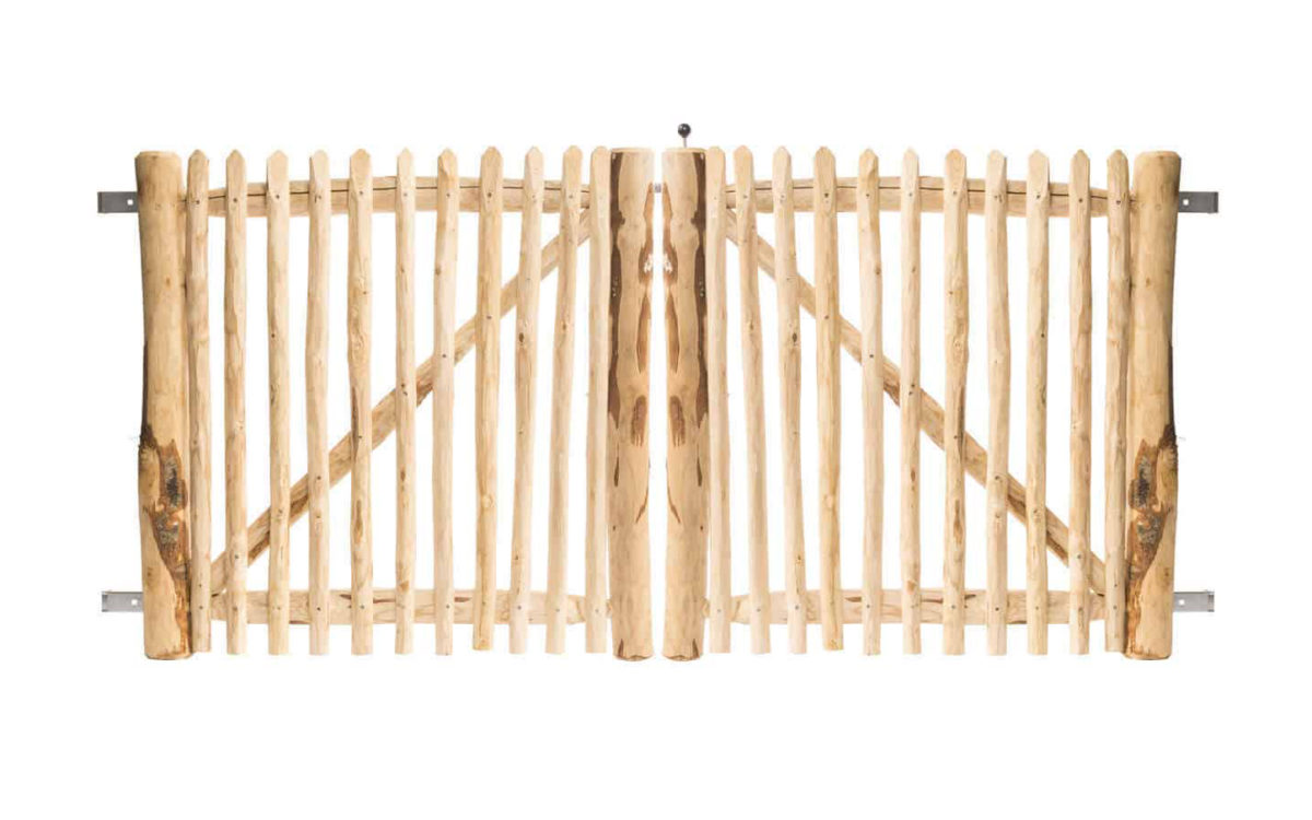 Portail français en rondins double battant 100 cm