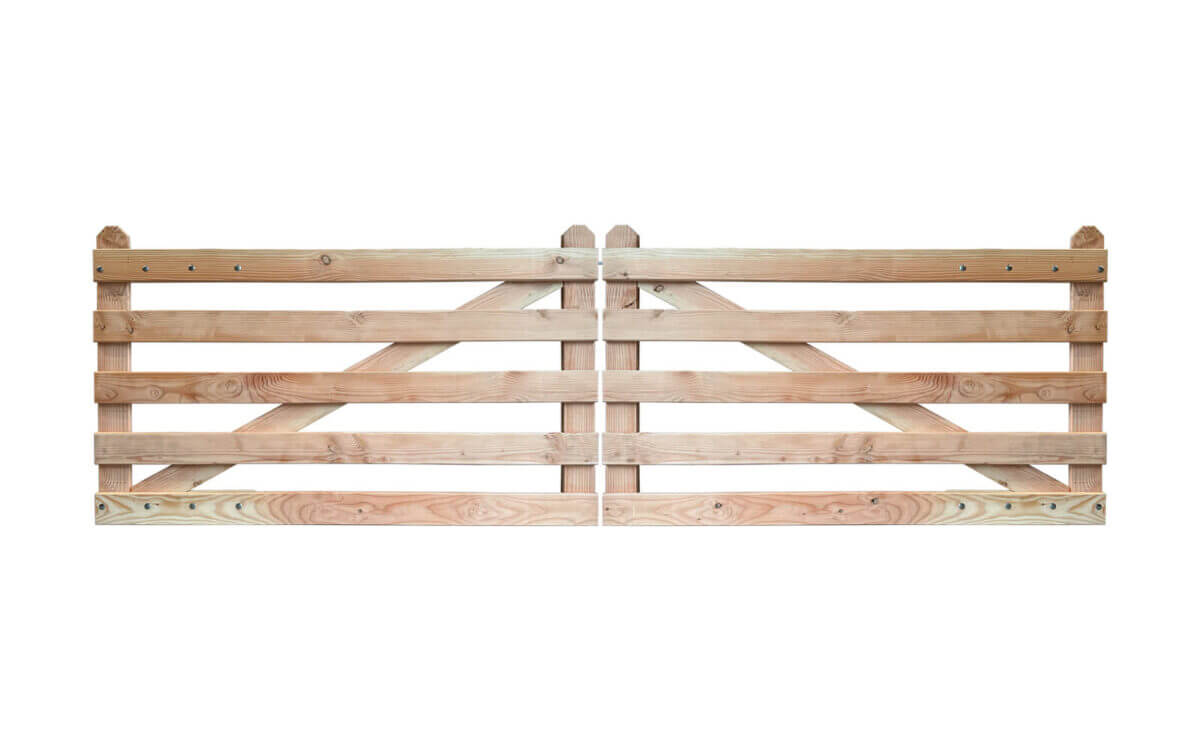 Portail rustique angle 5 planches douglas double