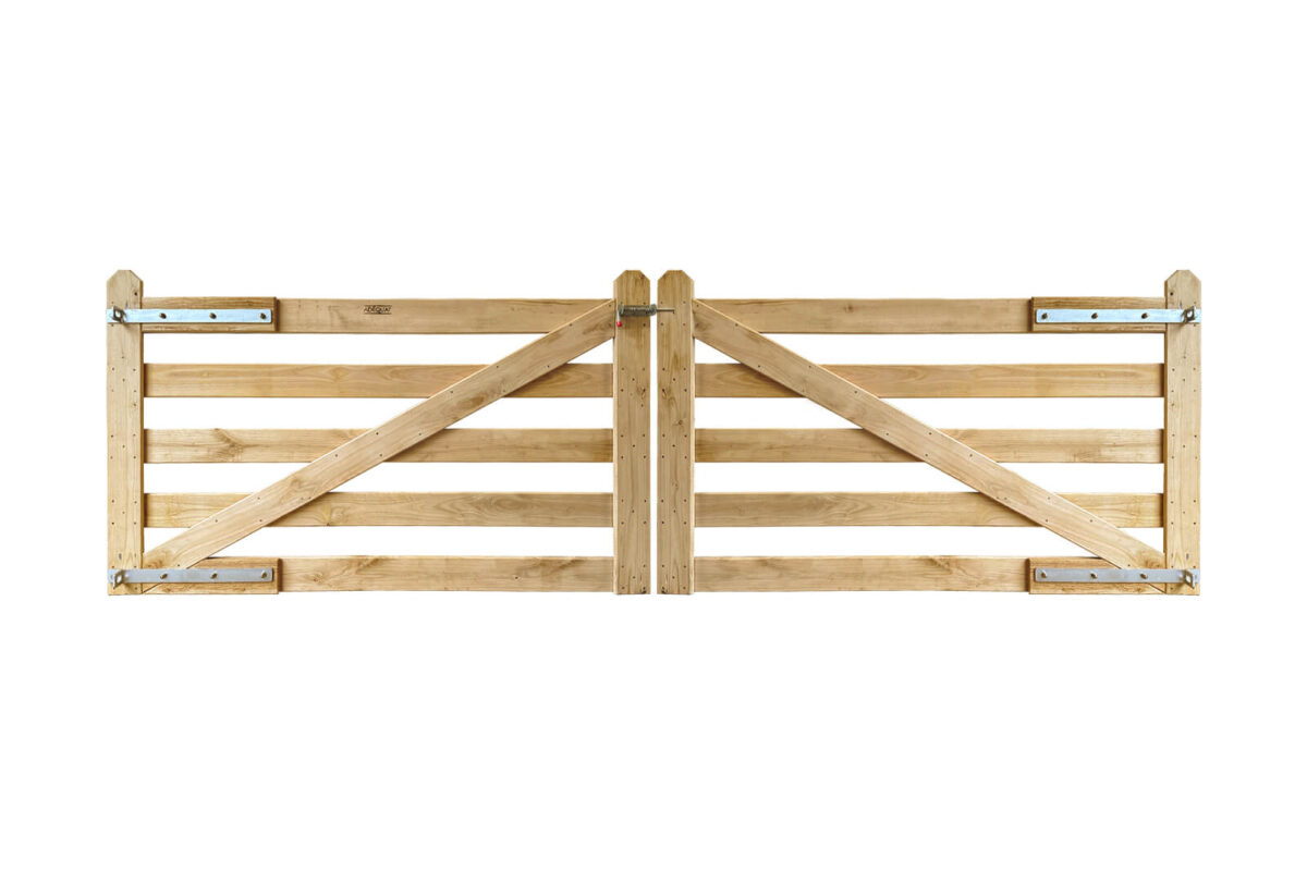 Portail rustique angle 5 planches châtaignier double – Image 2