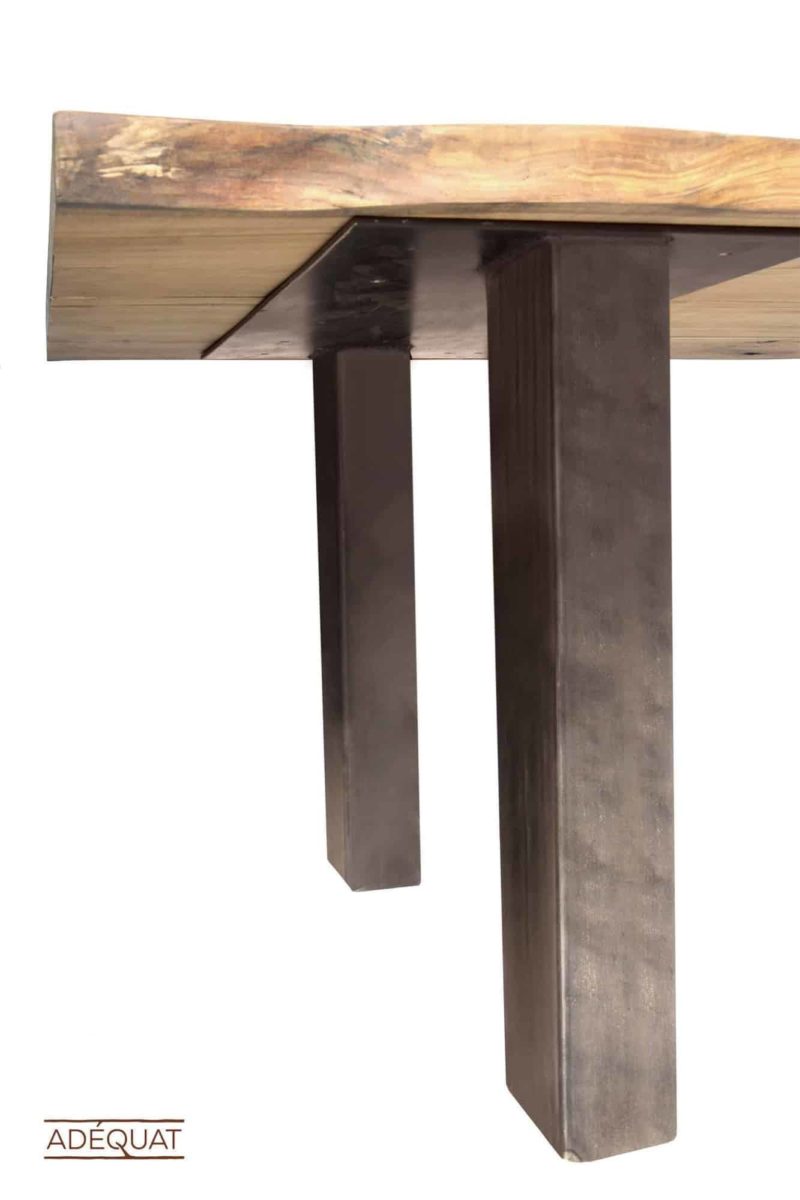 Eettafel van warmrood kersenhout met stalen rechte poten - gelakt - Afbeelding 2