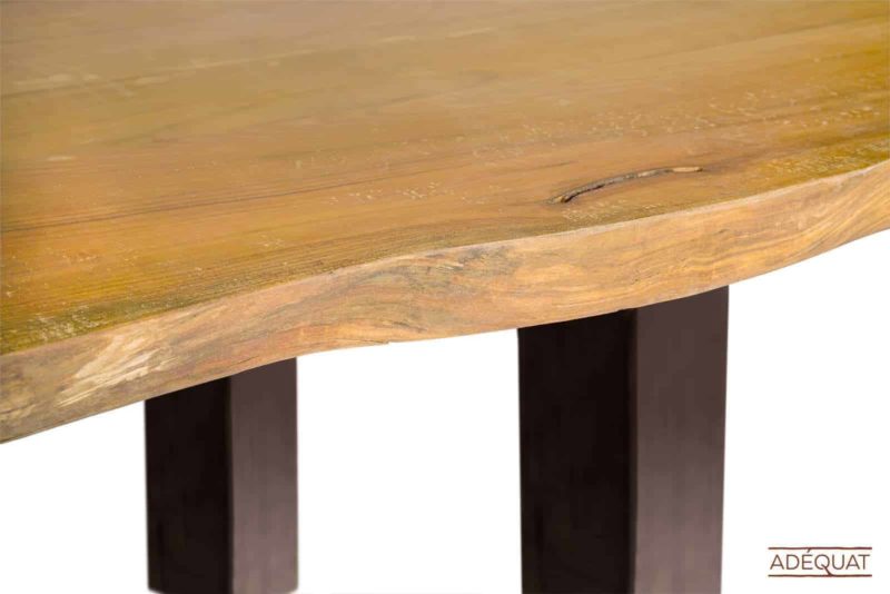Eettafel van warmrood kersenhout met stalen rechte poten - gelakt - Afbeelding 3
