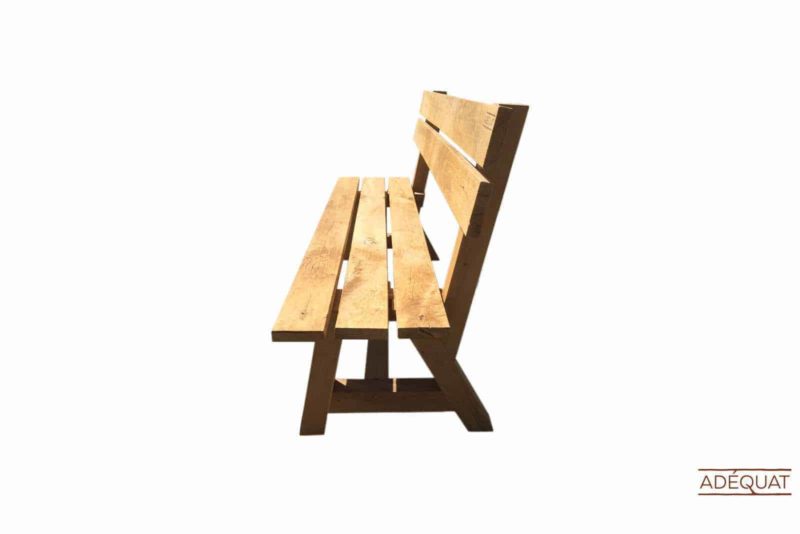 Eikenhouten tuinbank met rugleuning en houten onderstel - Afbeelding 2