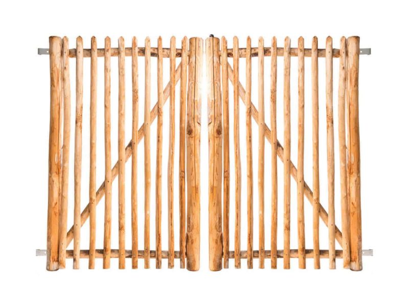 Franse rondhoutpoort dubbel 175 cm hoog