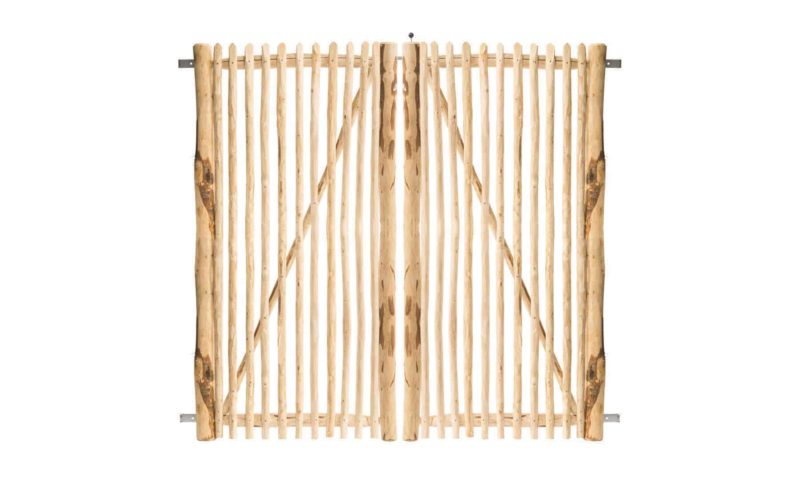 Franse rondhoutpoort dubbel 200 cm hoog