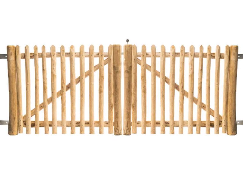 Franse rondhoutpoort dubbel 80 cm hoog
