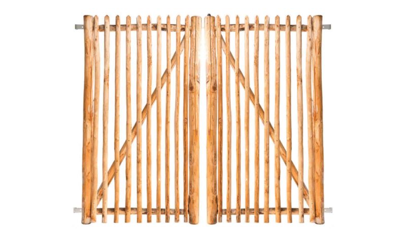 Franse rondhoutpoort dubbel 150 cm hoog