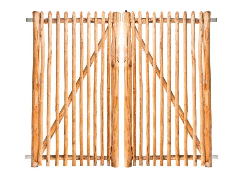 Franse rondhoutpoort dubbel 150 cm hoog