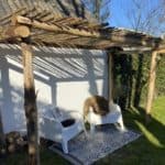 Pergola van kastanjehouten palen Adéquat