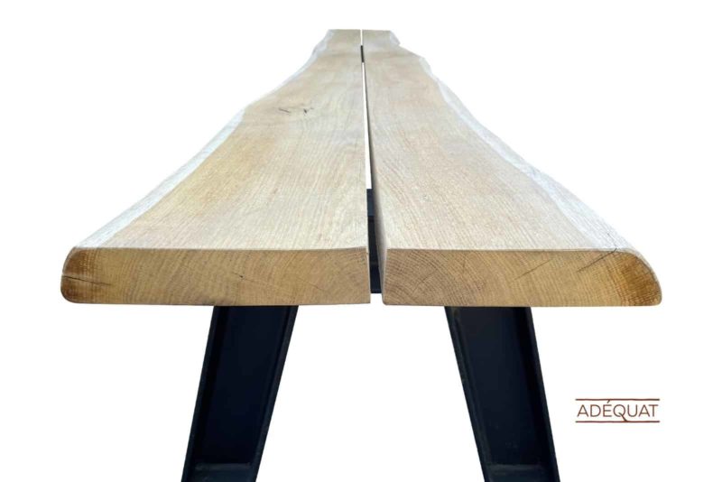 Eikenhouten tuinbank met metalen onderstel zonder rugleuning - Afbeelding 3