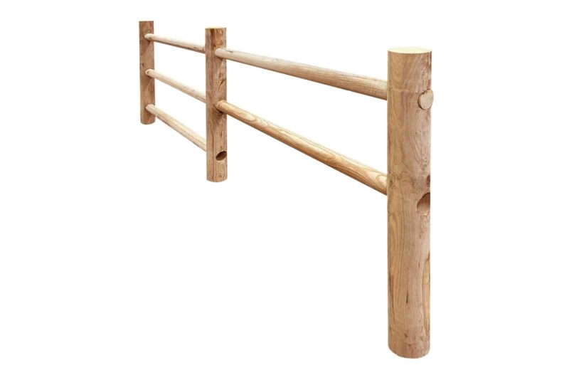 Ronde post 3-niveau - Post en & Rail kastanje cilindrisch gefreesd - Afbeelding 2