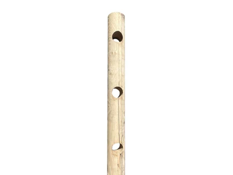 Ronde post 3-niveau - Post en & Rail kastanje cilindrisch gefreesd
