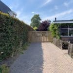 Houten inrijpoort eiken dubbel, houten poort Adequat