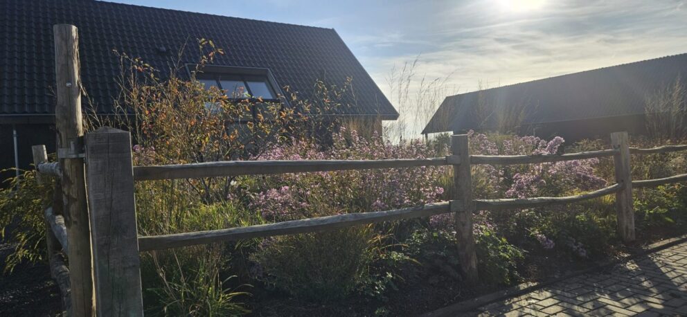 Post en rail robinia 2 niveau rond kwart rail